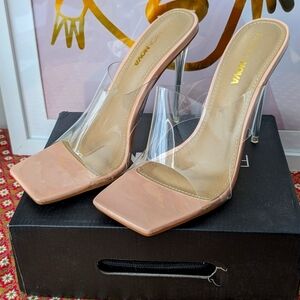 Fashion Nova Clear and Nude Heels